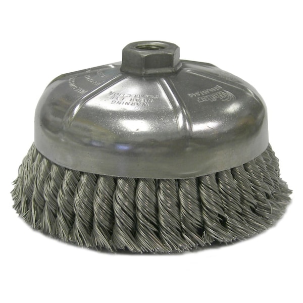 Weiler 6" Single Row Knot Wire Cup Brush .023" Steel Fill 5/8"-11 UNC Nut 12376 - main